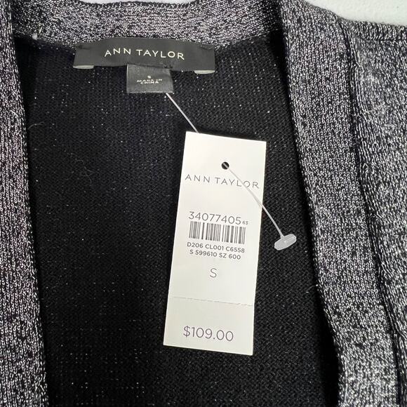 Ann Taylor Metallic Knit Open Front Cardigan Sweater Duster - Picture 6 of 12